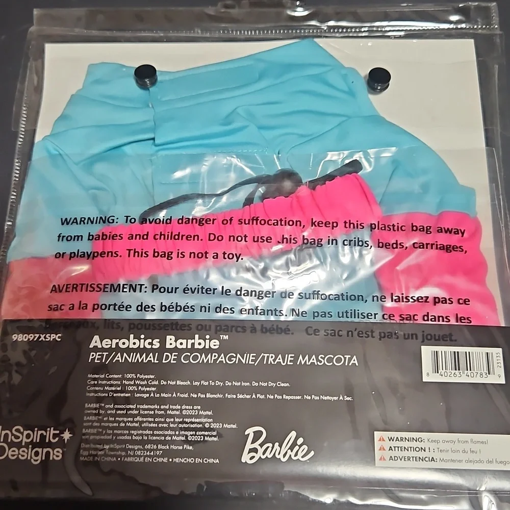 BARBIE AEROBICS BARBIE PET COSTUME: NEW WITH TAGS: SIZE XS (6-10 LBS)